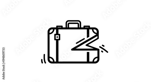 Broken Suitcase Icon Symbolizing Travel Problems, Lost Luggage, or Trip Disruption