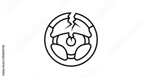 Broken Steering Wheel Icon - Car Accident, Danger, Driving Risk, Vehicle Failure