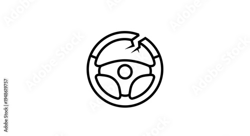 Broken Steering Wheel Icon - Car Accident, Damage, Repair, Danger