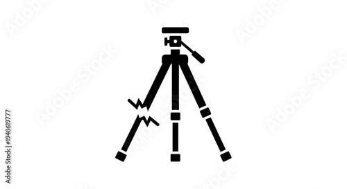 Broken Tripod Icon, Damaged Camera Support, Photography Equipment Failure