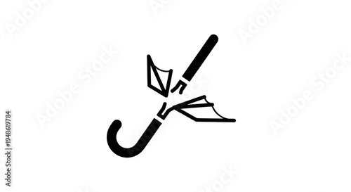 Broken Umbrella Icon Symbolizing Bad Weather or Bad Luck