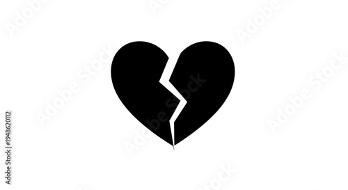 Broken Heart Icon, Symbol of Sadness, Love Loss, and Emotional Pain