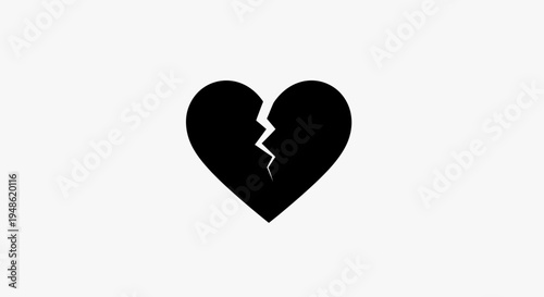 Broken Heart Icon, Symbol of Sadness, Love Loss, and Heartbreak