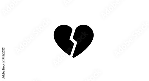Broken Heart Icon, Symbol of Sadness, Love Loss, and Emotional Pain