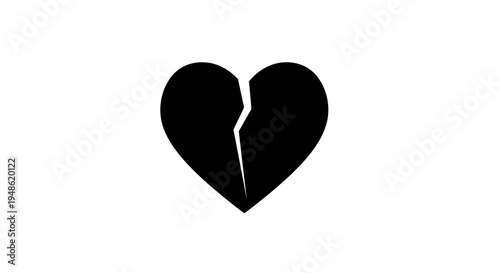 Broken Heart Icon, Symbol of Sadness, Love Loss, Relationship Breakup, Grief, Pain