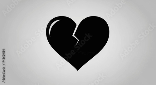 Broken Heart Silhouette - Symbol of Sadness, Loss, and Heartbreak