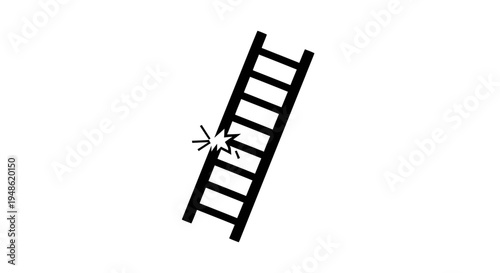 Broken Ladder Icon with Spark Symbolizing Danger, Accident, or Failure