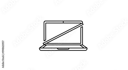 Broken Laptop Screen Icon, Technology Failure Concept