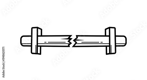 Broken Metal Bar Icon Symbolizing Failure, Crisis, or Separation