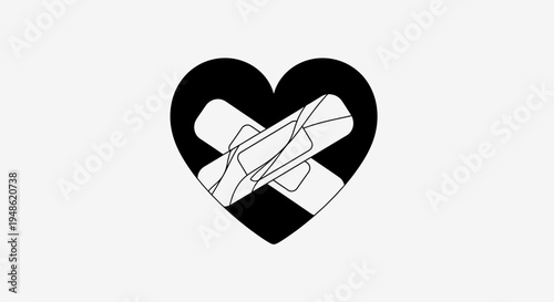 Black Heart with Bandages, Symbol of Healing and Emotional Recovery