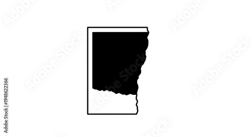 Arkansas State Map Silhouette, Black and White Outline, Isolated on White Background