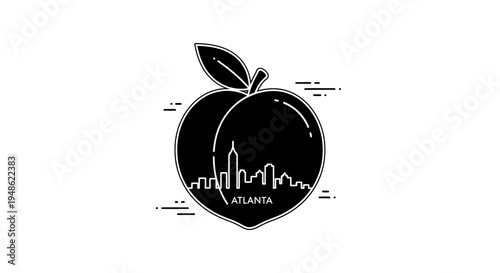 Atlanta Skyline Silhouette Inside a Peach Icon, Georgia USA