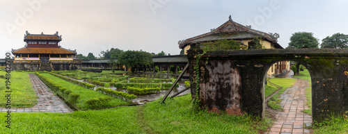 Slika na platnu A scenic view of the Imperial City, a walled enclosure within the citadel of Hue, the former imperial capital of Vietnam, showcasing its historic architecture and gardens
