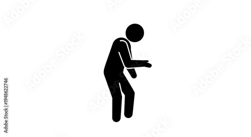 Stick figure bowing, showing respect or apology, isolated on white background