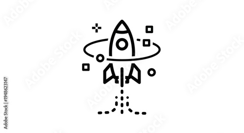 Rocket Launching into Space with Stars and Planets, Startup Concept