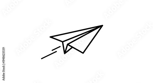 Minimalist Paper Airplane Flying with Speed Lines Icon