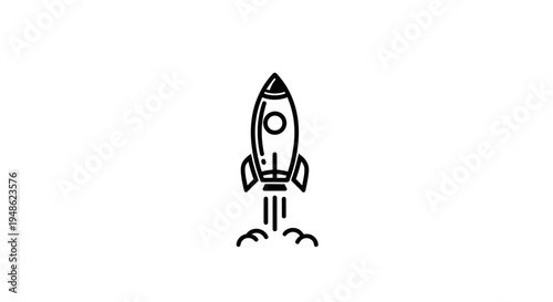 Minimalist Rocket Launch Icon: Space Exploration, Startup, and Innovation Concept