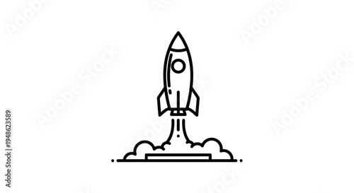 Minimalist Rocket Launching Icon: Space Exploration and Future Technology Concept