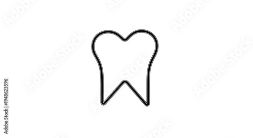 Minimalist Tooth Icon Outline, Dental Care Symbol, Clean White Background