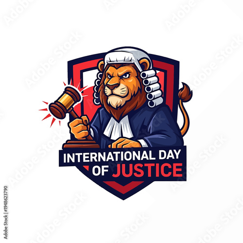 Lion Judge with Gavel for International Day of Justice