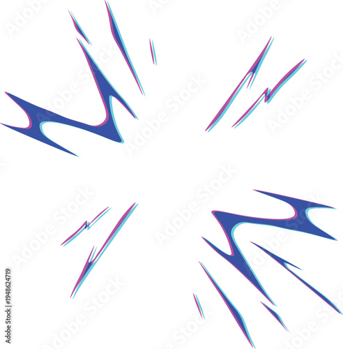 Vibrant Blue and Magenta Comic Action Burst with Speed Lines Vector