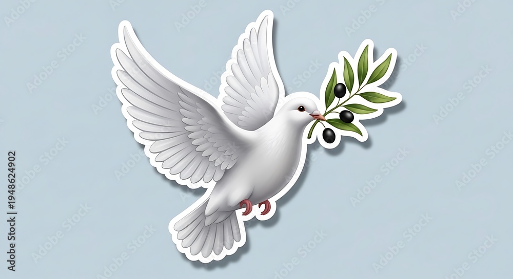 Obraz premium A white dove carrying an olive branch, symbolizing peace and harmony
