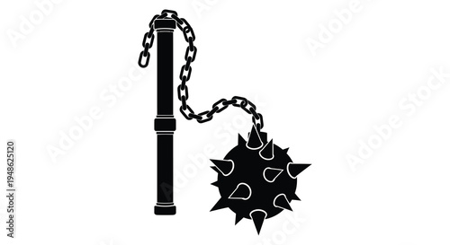 A black silhouette of a medieval flail weapon with a spiked ball