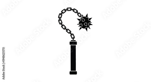 A black silhouette of a medieval flail weapon with a spiked ball