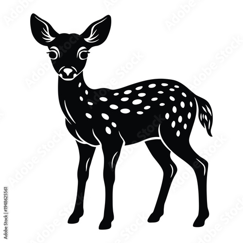 Baby Deer Silhouette Vector on White Background