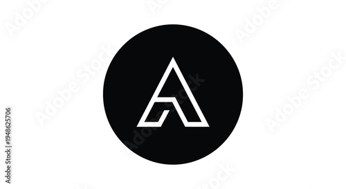 Minimalist design featuring a white triangle inside a black circle