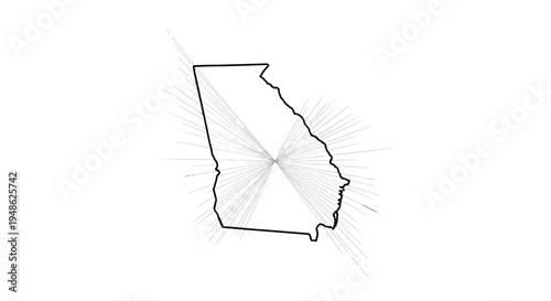 Georgia State Map Outline with Radial Lines Effect