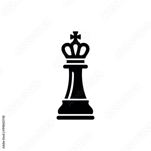 Chess King Icon – Minimal Black Chess Piece Vector Symbol