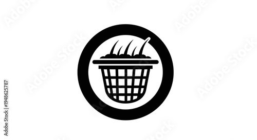 Hair Loss Concept Icon: Hair Strands in a Basket, Symbolizing Hair Fall and Alopecia