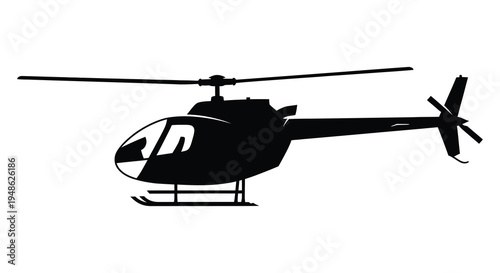Silhouette of a helicopter in profile showcasing its rotor and tail design