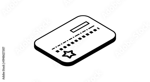 Credit Card Icon, Simple Line Art, Isometric View, Payment Method, Financial Symbol