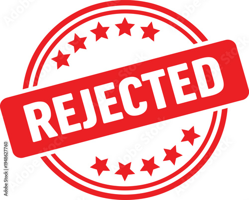 Red circular stamp with the word rejected a distinct silhouette