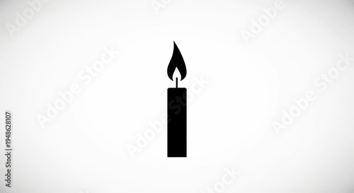 Black Candle Flame Silhouette Isolated on White Background