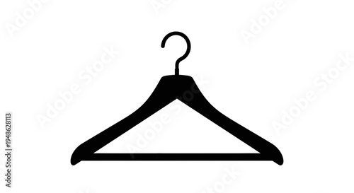 Black Clothes Hanger Icon, Simple Vector Graphic for Fashion and Storage