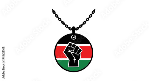 Black Fist Pendant Necklace with Kenyan Flag Colors - Symbol of Power and Unity