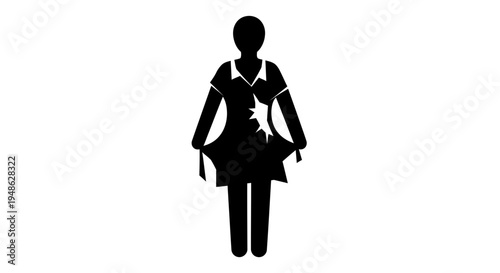 Woman with torn dress showing empty pockets, symbol of poverty, debt, and financial crisis