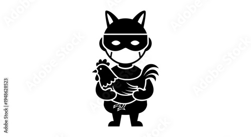 Thieving Cat Person Stealing Chicken, Masked Bandit Icon