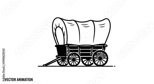 Vintage Covered Wagon Vector Illustration - Old West Transport