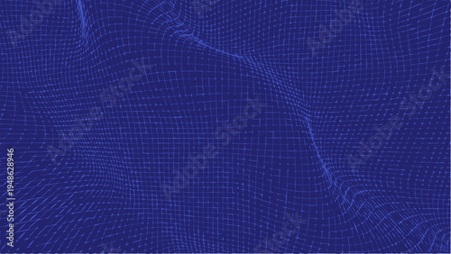 Abstract blue cyber wave grid background for technology and network data visualization