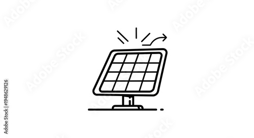 Solar Panel Icon: Clean Energy Technology, Renewable Power Source, Sustainable Future