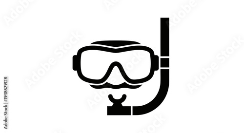 Snorkel Mask and Tube Icon Vector Illustration - Diving Equipment Symbol