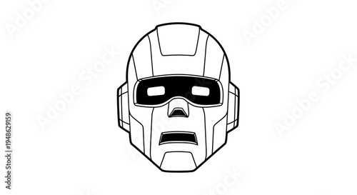 Superhero Helmet Icon, Sci-Fi Character Head Outline, Futuristic Design