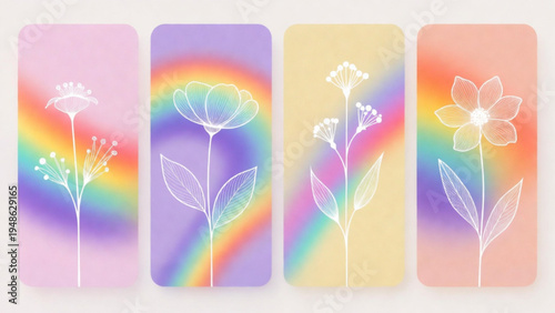 Rainbow gradient flower bookmark illustration