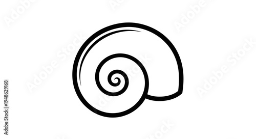 Swirling Seashell Spiral Icon, Minimalist Line Art, Nautical Symbol