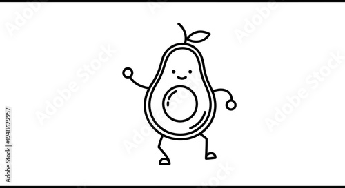 Cute Avocado Character Dancing Joyfully, Healthy Food Concept, Vector Illustration