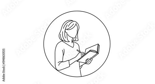 Woman Writing in Notebook, Sketch, Doodle, Creative Process, Journaling, Study, Work